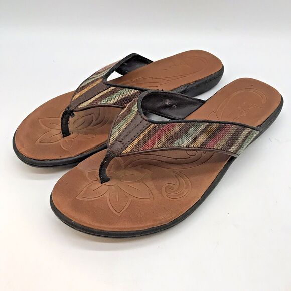 b.o.c. Born Concept Zeva Striped Thong Sandals Women's 9 Flip Flops Western Boho - Picture 1 of 11